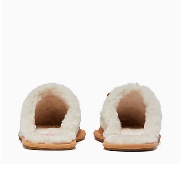 Kate Spade Slippers Size 7 Lacey Suede Bow Classic Saddle Comfy Fur Gold Accents - Picture 4 of 5